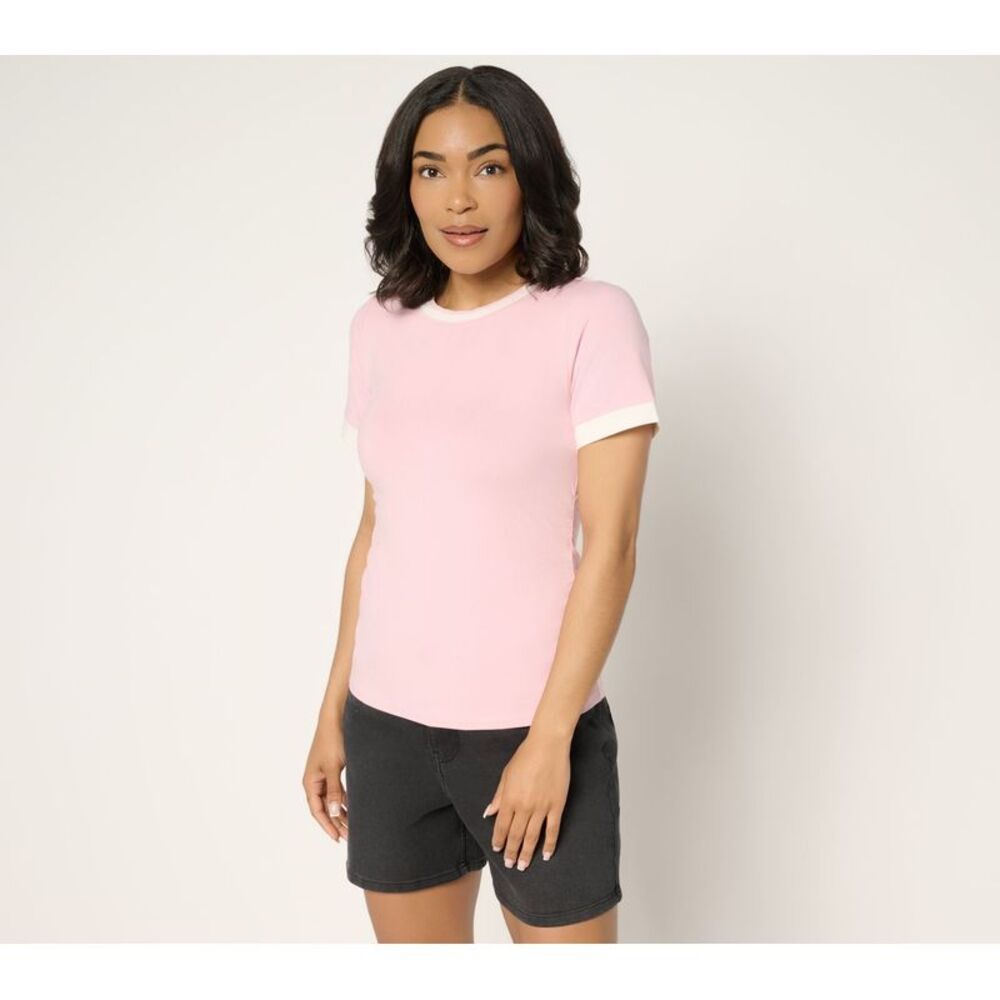 Me by Jennie Garth Women's Top Sz L Forum Ruched Tee Pink